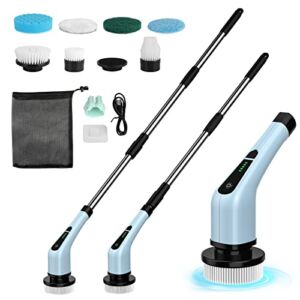 Electric Spin Scrubber, Shower Cleaning Brush Power Scrubber Brush with Adjustable Extension Handle and 7 Replaceable Brush Heads, Shower Scrubber for Cleaning Bathroom Kitchen Tub Tile Floor Wall