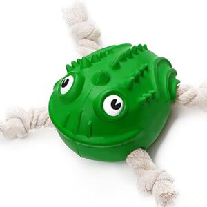 Dog Chew Toy for Aggressive Chewers Large Breeds, Interactive Dog Toys, Rubber Toys with Rope for Small and Medium Dogs(Frog)