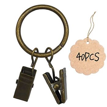40 PCS Curtain Rings with 2 Clips Drapery Clips 1.26 Inch Interior Diameter Fits up to 1 Inch Curtain Rod with Rings Hangers Drapes Rings(Bronze, 1.26inch) | The Storepaperoomates Retail Market - Fast Affordable Shopping