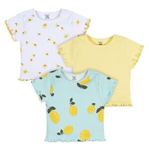 Gerber Baby Girls’ 3-Pack Short Sleeve Tees, Yellow Lemons, 0-3 Months