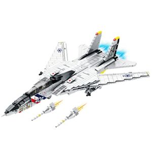 HI-REEKE F-14 Jet Fighter Plane Tomcat Military Building Set for Adult, Army Model Jet Fighter Plane 1:34 (Compatible with Lego) -1600 PCS