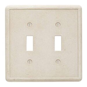 QDÉCOR Double Toggle Light Switch Plate, Electrical Wall Plate 2 Gang Double Switch Cover, Decorative Tumbled Texture, Sand