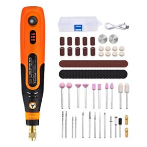 GOXAWEE Mini Cordless Rotary Tool with 3.6V Li-ion Battery, 3 Rotation Speed and USB Charging, Multi-Purpose Power Rotary Tool with 105pcs Accessories for Handmade Crafting and DIY Creations.