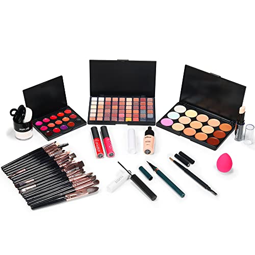 All in One Makeup Kit For Girls Include Eyeshadow Cosmetic Brush Concealer Lipstick Lip Gloss Concealer Stick Mascara Eyeliner Eyebrow Pencil Lip Balm Powder Puff Loose Powder-Makeup Set | The Storepaperoomates Retail Market - Fast Affordable Shopping