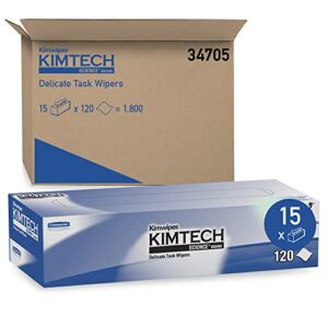 Kimtech 34705 Kimwipes Delicate Task Wipers, 2-Ply, 11 4/5 x 11 4/5, 120 per Box (Case of 15 Boxes),White