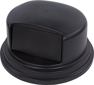 CFS Bronco Plastic Round Waste Bin Dome Lid With Hinged Door, 44-55 Gallons, Black