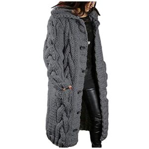 Womens Long Sleeve Coat 2022 Women Winter Warm Hooded Snow Coat Dark Gray XXXXL
