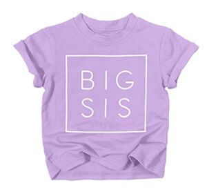 UNIQUEONE Big Sister Colorful Sibling Reveal Announcement T-Shirt for Baby and Toddler Girls Sibling Outfits