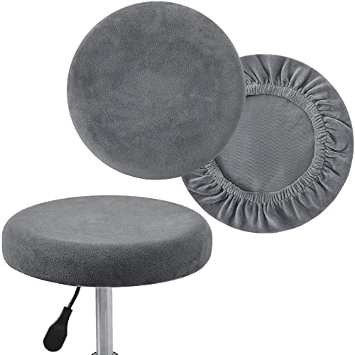 Neoroom Velvet Bar Stool Cover Round Stool Covers, Elastic Stool Chair Cushion Cover Set, Soft Washable Barstool Cover Protector Slipcover for Dia 13.7-15.7 Inch (2 Pack, Grey) | The Storepaperoomates Retail Market - Fast Affordable Shopping