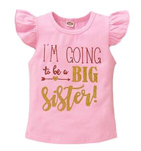 Toddler Baby Girls Romper I’m Going to Be Big Sister T-Shirt Infant Shirt Top (18-24 Months Old, Pink I’m Going to Be Big Sister Short Sleeve)