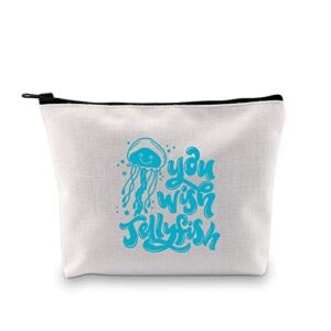 JXGZSO Funny Jellyfish Gift Ocean Animal Jellyfish Makeup Pouch Jellyfish Lover Gift You Wish Jellyfish Cosmetic Bag Jellyfish Merch