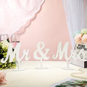 Mr and Mrs Sign for Wedding Table Mr Mrs Wooden Letters Vintage Rustic Mr and Mrs Sign for Sweetheart Table Decor(White)