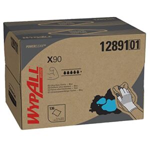 WypAll Power Clean X90 Ultra Duty Cloths (12891) Wipes BRAG BOX Blue Denim 1 Box / Case 136 Sheets / Box