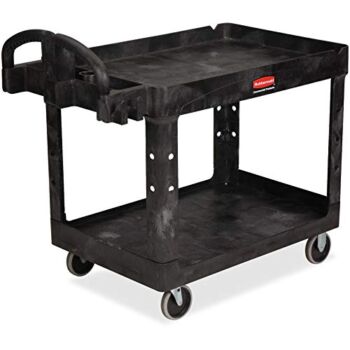 Rubbermaid Commercial Products 2-Shelf Utility/Service Cart, Medium, Lipped Shelves, Ergonomic Handle, 500 Lbs Capacity, for Warehouse/Garage/Cleaning/Manufacturing (FG452088BlA) | The Storepaperoomates Retail Market - Fast Affordable Shopping