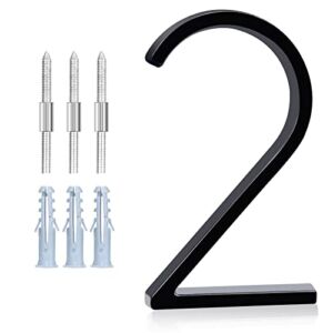 5″ Zinc Alloy Floating House Numbers for Outside, Garden Door Mailbox Decor Number with Nail Kit, Address Numbers for House, 911 Visibility Signage (#2)