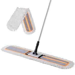 CLEANHOME 36” Commercial Dust Mop for Hardwood Floor Cleaning, Heavy Duty Push Broom Mop Hotel Company Household Cleaning Supplies for Hardwood, Tiles, Marble,Vinyl Plank Floors Cleaning