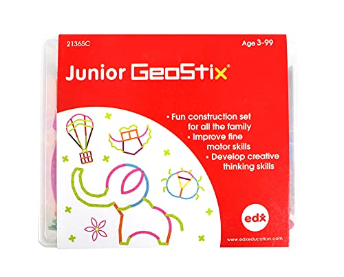 edxeducation Junior GeoStix – In Home Learning Toy for Early Math and Creativity – 200 Multicolored Construction Sticks – 30 Double-Sided Activity Cards – Geometric Manipulative | The Storepaperoomates Retail Market - Fast Affordable Shopping