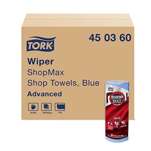 Tork ShopMax Heavy Duty Paper Shop Towel Blue, High Absorbency, 30 rolls x 60 Sheets, 450360