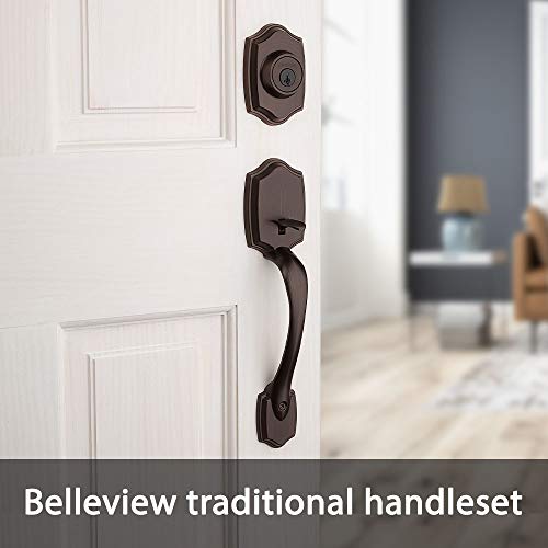Kwikset 96870-100 Belleview Single Cylinder Handleset with Cove Knob featuring SmartKey Security in Venetian Bronze | The Storepaperoomates Retail Market - Fast Affordable Shopping