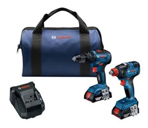 Bosch GXL18V-240B22 18V 2-Tool Combo Kit with 1/2 In. Hammer Drill/Driver, Freak 1/4 In. and 1/2 In. Two-In-One Bit/Socket Impact Driver and (2) 2.0 Ah SlimPack Batteries