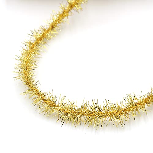 Hananona 50 Yards Christmas Tinsel Garland Golden Glitter Metallic Tinsel Garland Twist Tinsel Garland Decoration for Christmas Tree Supplies (Gold) | The Storepaperoomates Retail Market - Fast Affordable Shopping