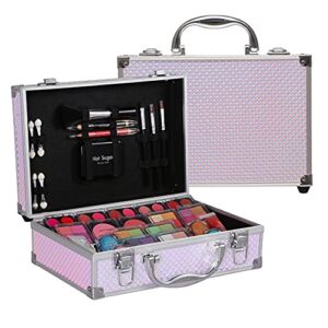 Hot Sugar Makeup Kit for Girls and Women – Full Starter Cosmetics Set with Eye Shadow Palette Lip Balm Blush Lip Gloss Brush Lip Pencil Eye Pencil and Mirror
