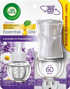 Air Wick plug in Scented Oil, Starter Kit, Lavender and Chamomile 1ct, Essential Oils, Air Freshener, Purple
