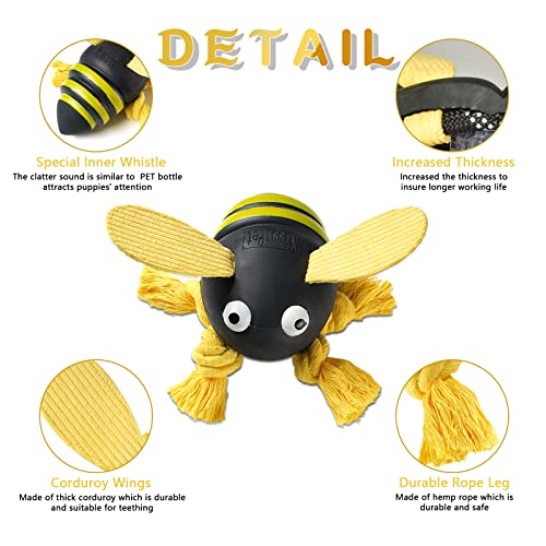 NissiPet Natural Rubber Squeaky Bee Dog Toys for Aggressive Chewers, Durable Dog Chew Toys for Medium Large Dogs, Tough Interactive Dog Toy with Beef-Flavored for Teeth Cleaning and Training | The Storepaperoomates Retail Market - Fast Affordable Shopping