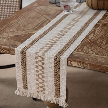 Table Runner 12×48 in, Lizpare Beige Burlap Table Runner with Tassel for Spring Fall Restaurant Decoration Holiday Birthday Wedding Bridal Baby Shower Party Kitchen Coffee Dining Dessert Table Decor | The Storepaperoomates Retail Market - Fast Affordable Shopping