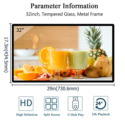 Hellsehen Digital Signage Advertising Display 32 inch LCD Touch HD Screen Menu Retail Ultra Thin Slim Interactive Smart Board Wall Mount Commercial Restaurant AD Media Player for Marketing Business | The Storepaperoomates Retail Market - Fast Affordable Shopping
