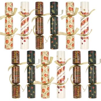 Thanksgiving Party Table Favor No Snap No Popping (12 Pack) with Party Hat, Joke & Gift Inside, Designed with Autumn Leaves, Pumpkin, Lettering for Fall Holiday, Thanksgiving Holiday Traditions | The Storepaperoomates Retail Market - Fast Affordable Shopping