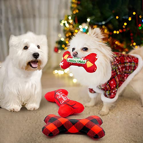 Lepawit Christmas Dog Toys 3Pack Squeaky Dog Toys Cute Plush Bone Dog Toys Interactive Dog Chew Toy for Teeth Cleaning Suitable for Small and Medium Dogs | The Storepaperoomates Retail Market - Fast Affordable Shopping