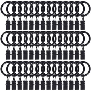 42 Pack Curtain Rod Clip Rings,1″ Interior Diameter(Compatible with up to 5/8″ Curtain Rod),Metal Drapery Ring with Clips,Strong Decorative Drapery Window Ring with Hooks,Rustproof Vintage(Black)