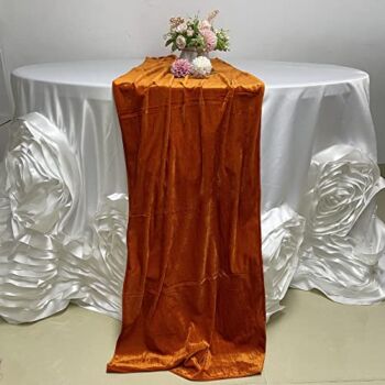 Luchuan Velvet Table Runners, 11ft Luxurious Wedding Reception Decorations Table Runners Soft Velvet Fabric, Table Runners Overlay for Wedding Event Table Decorations (Orange, 20X132inch) | The Storepaperoomates Retail Market - Fast Affordable Shopping