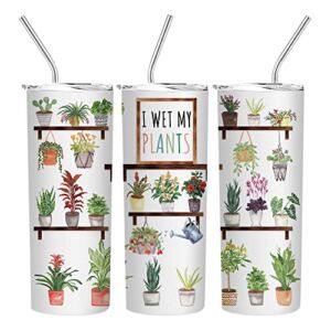 Plant Lover Gifts for Women, Plant Lady Gifts Travel Tumbler Cup,Gardening Gifts for Women,Vacuum Insulated Stainless Steel Skinny Tumbler With Lid and Straw 20oz