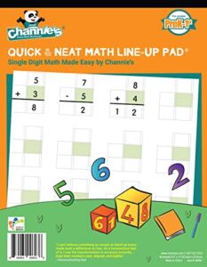 Channie’s Math Prek-1ST Grades, 80 Pages Strong Paper, 8.5″ x 11″ with Hardboard Back Lineup Pad Workbook Math Line-Up