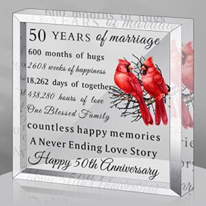 Marriage Gifts Wedding Anniversary Acrylic Marriage Keepsake Decoration Gifts Romantic Wedding Anniversary for Wife Husband Couples Parents Women Men Wedding Supplies (50th)
