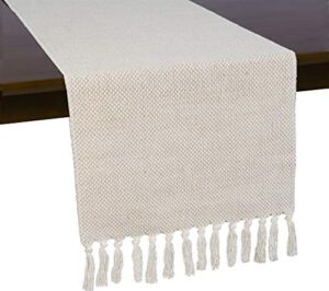 Wracra Braided Cotton Linen Table Runners 90 inches Long Farmhouse Burlap Table Runner, Jute Rustic Table Decor Holiday Parties and Everyday Use (Waffle, 13 × 90 Inch)