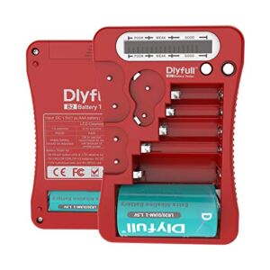 Dlyfull Battery Tester, LCD Display Universal Battery Checker for AA AAA C D 9V CR2032 CR123A CR2 CRV3 2CR5 CRP2 1.5V/3V Button Cell Batteries, 1x AAA Batteries Included