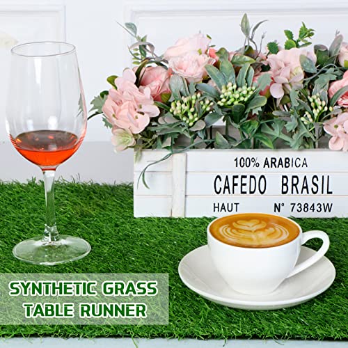 2 Pcs Grass Table Runner Green Artificial Tabletop Decor Boho Table Decor Moss Table Runner Green Table Decorations Synthetic Grass Table Runner for Wedding Birthday Banquet Baby Shower, 14 x 48 Inch | The Storepaperoomates Retail Market - Fast Affordable Shopping