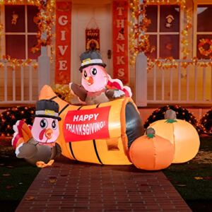 Joiedomi Thanksgiving Inflatable Decoration 6 FT Long Turkey Cornucopia Inflatable with Built-in LEDs Blow Up Inflatables for Thanksgiving Party Indoor, Outdoor, Yard, Garden, Lawn Fall Decor