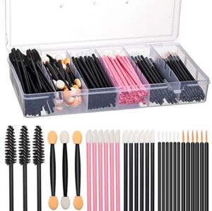 300pcs Disposable Makeup Tool Kit,Brow brush/Mascara brush/Lip Applicators/Eyeshadow applicators/Eyeliner brush,JASSINS Makeup Disposable Accessories With Organizer Box