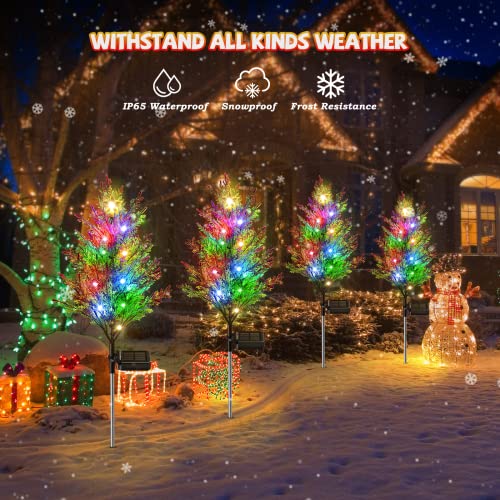 Outdoor Christmas Decorations, BONLION 2 Pack Solar Christmas Yard Tree Lights with Constant & Flicker Modes, Multi-Color Waterproof Christmas Stake Lights for Garden Xmas Holiday Decorations | The Storepaperoomates Retail Market - Fast Affordable Shopping