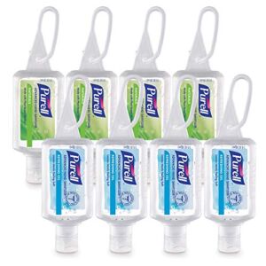 Purell Advanced Hand Sanitizer Variety Pack, Naturals and Refreshing Gel, 1 Fl Oz Travel Size Flip-Cap Bottle with Jelly Wrap Carrier (Pack of 8) – 3900-09-ECSC