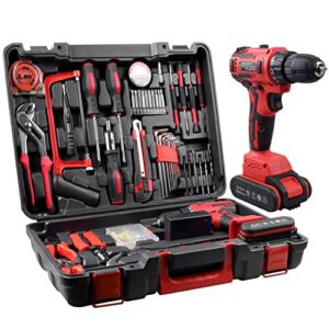 jar-owl Powerful Brushless Motor 21V Cordless Drill Set, 319 in-lb Torque, 0-1350RMP Variable Speed, 10MM 3/8” Keyless Chuck, 25+1 Clutch, 1.5Ah Li-Ion Battery & Charger for Home Tool Kit