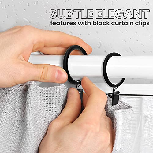 Curtain Rings with Clips 1.5 Inch Set of 20 Heavy Duty Curtain Hooks for Drapes, Caps, Pictures – Rustproof & Decorative Black Curtain Rings for Bathroom, Living and Guest Room | The Storepaperoomates Retail Market - Fast Affordable Shopping