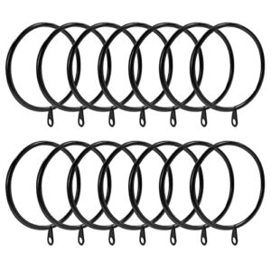 14 Pcs Metal Drapery Eyelets Curtain Rings 2.4In(63 mm) Inner Diameter, Curtain Rod Ring, Ring Loop for Drape Pins, Hanging Rings for Curtains Fits up to 2In(5.3cm) Rod, (Black)