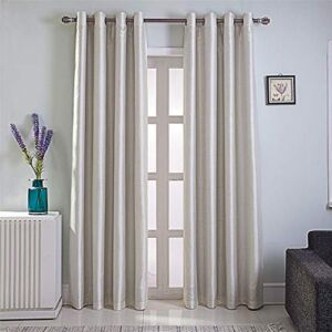 GYROHOME Faux Silk Blackout Curtains, Fully Lined Solid Color Window Treatment Drapes for Bedroom and Living Room Thermal Insulated Grommet Top Room Darkening Drapes, (Beige, 52×108, 2 Panels)