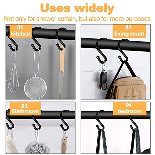 Black Shower Curtain Hooks Rust Proof,Set of 12 Matte Black Shower Curtain Rings Hooks,Rust Resistant S Shaped Shower Hooks for Shower Curtain ,Shower Hooks for Curtain Rod Bathroom Drapes | The Storepaperoomates Retail Market - Fast Affordable Shopping