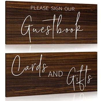 Jetec 2 Pieces Wooden Guest Book Sign Cards and Gifts Wedding Sign Rustic Farmhouse Hanging for Wedding Cabin Beach Rental House Home Decor (Brown) | The Storepaperoomates Retail Market - Fast Affordable Shopping